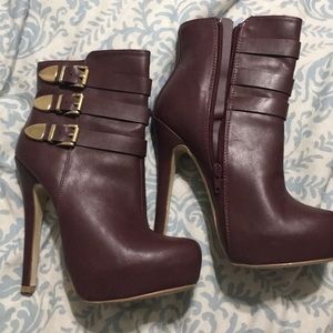 Maroon stiletto booties